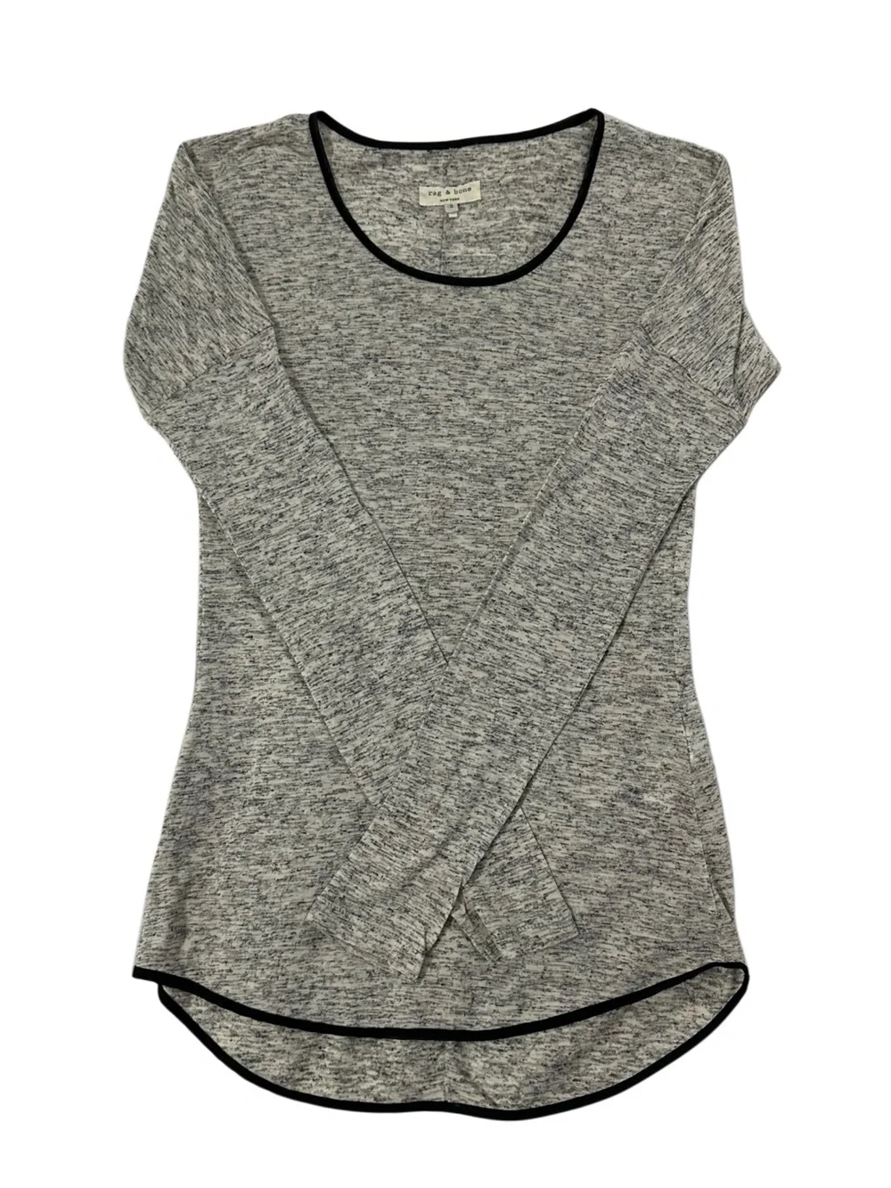 Rag & Bone New York Marled Knit Scoop Neck Long Sleeve Black Trim Top Size S - Picture 5 of 10